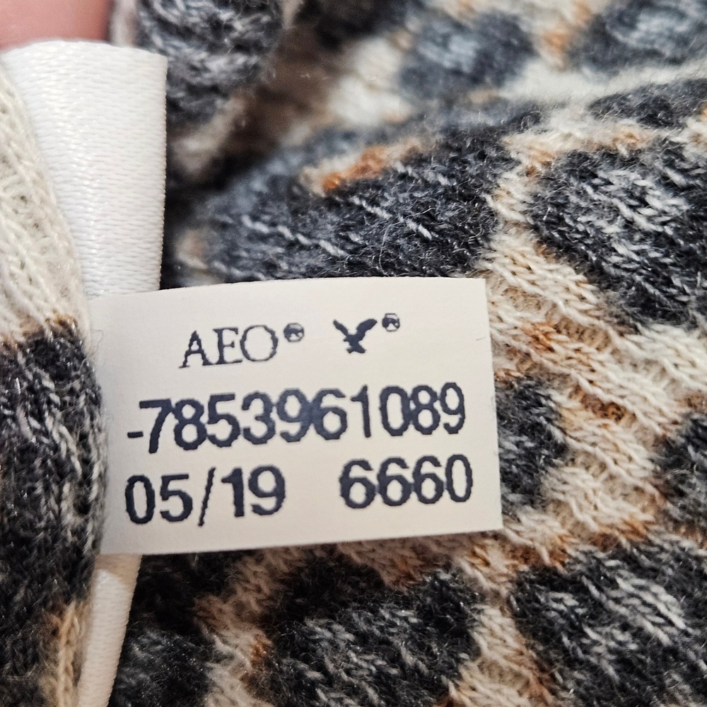 American Eagle Leopard Print Ribbed‎ Short Sleeve Stretchy Crop Top Size Large - Picture 10 of 10